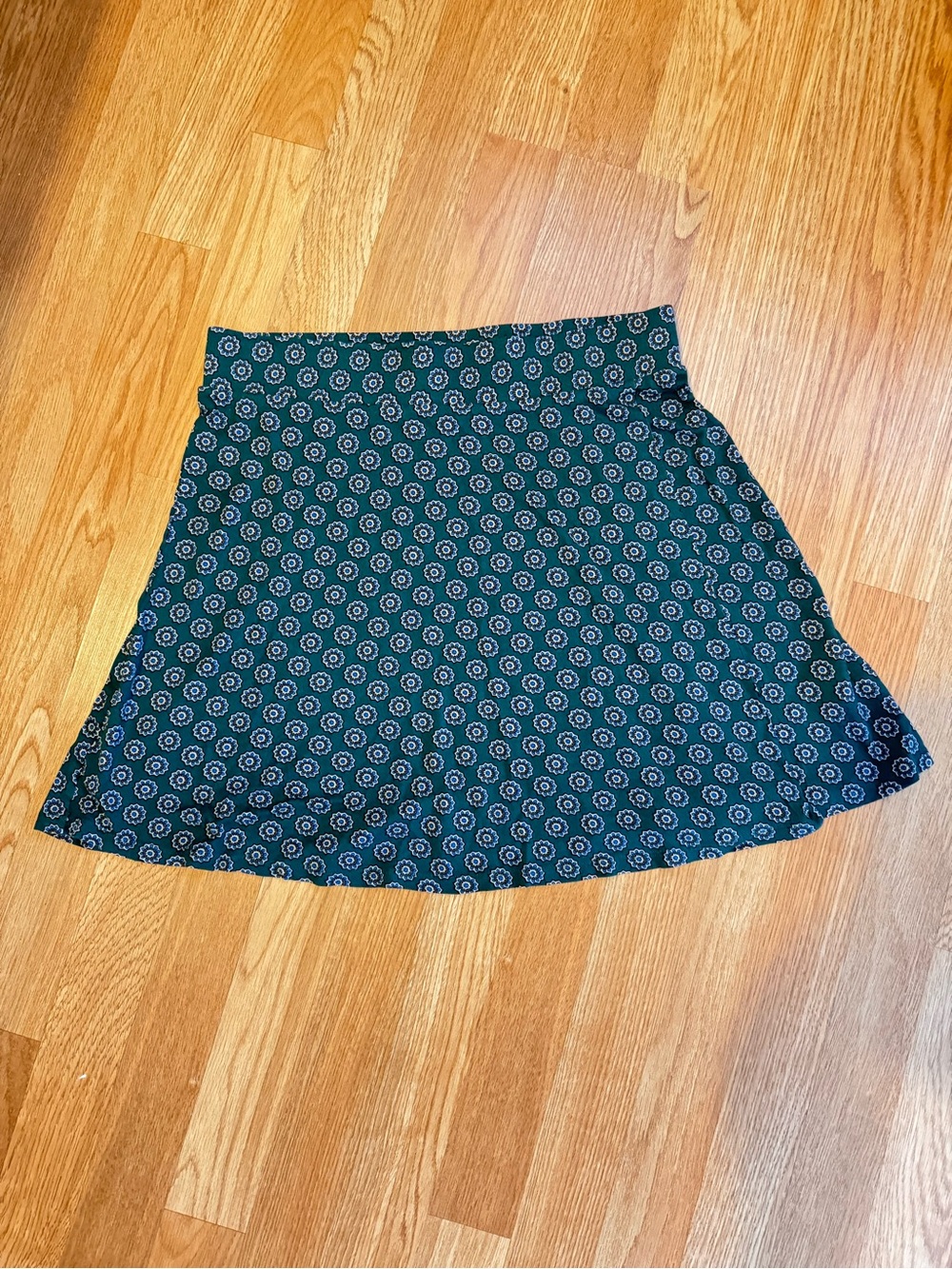 Boden Teal Circular Print Skater Skirt